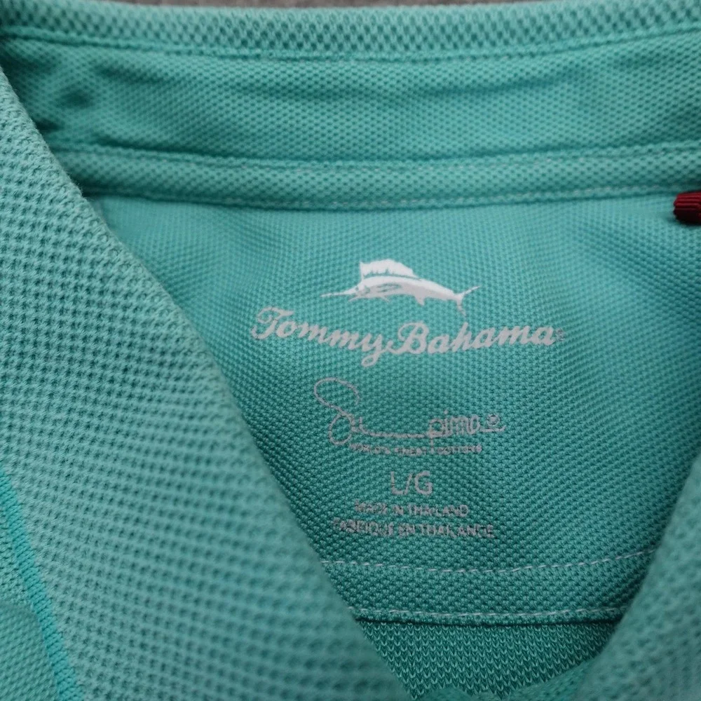Tommy Bahama Polo Shirt Mens Large Green Solid Knit Short Sleeve Casual Resort